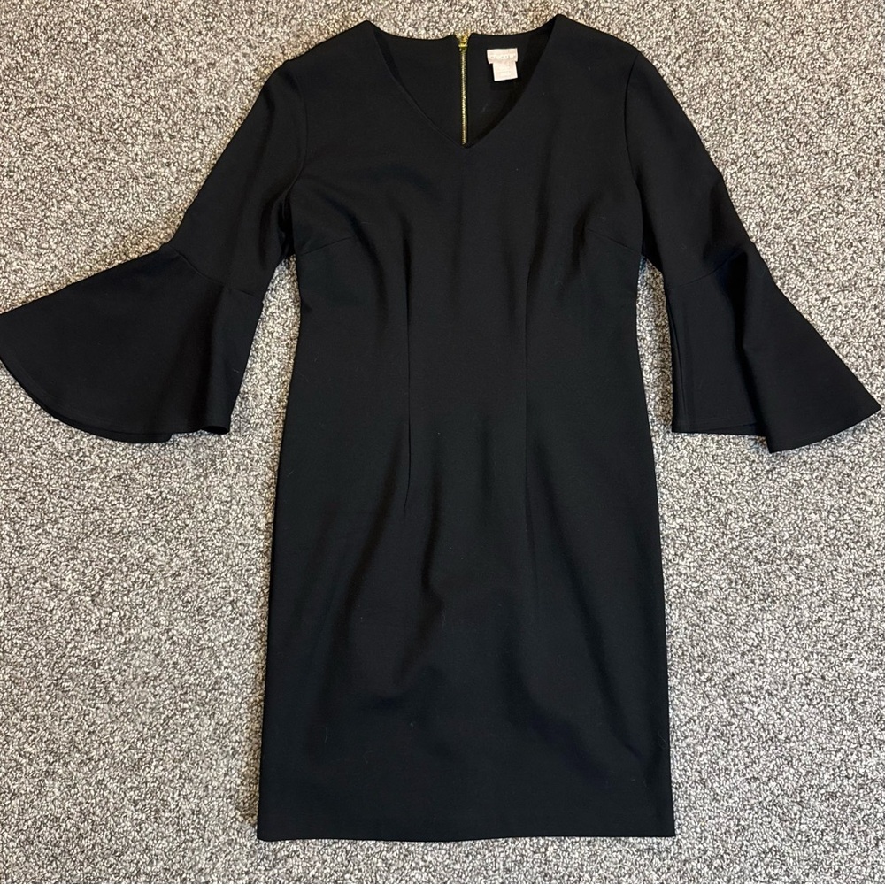 Chico's Elegant Black Flare Sleeve Dress - Picture 3 of 7